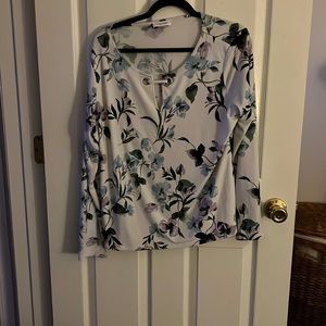Calvin Klein Tie neck Floral Tunic Blouse size XL